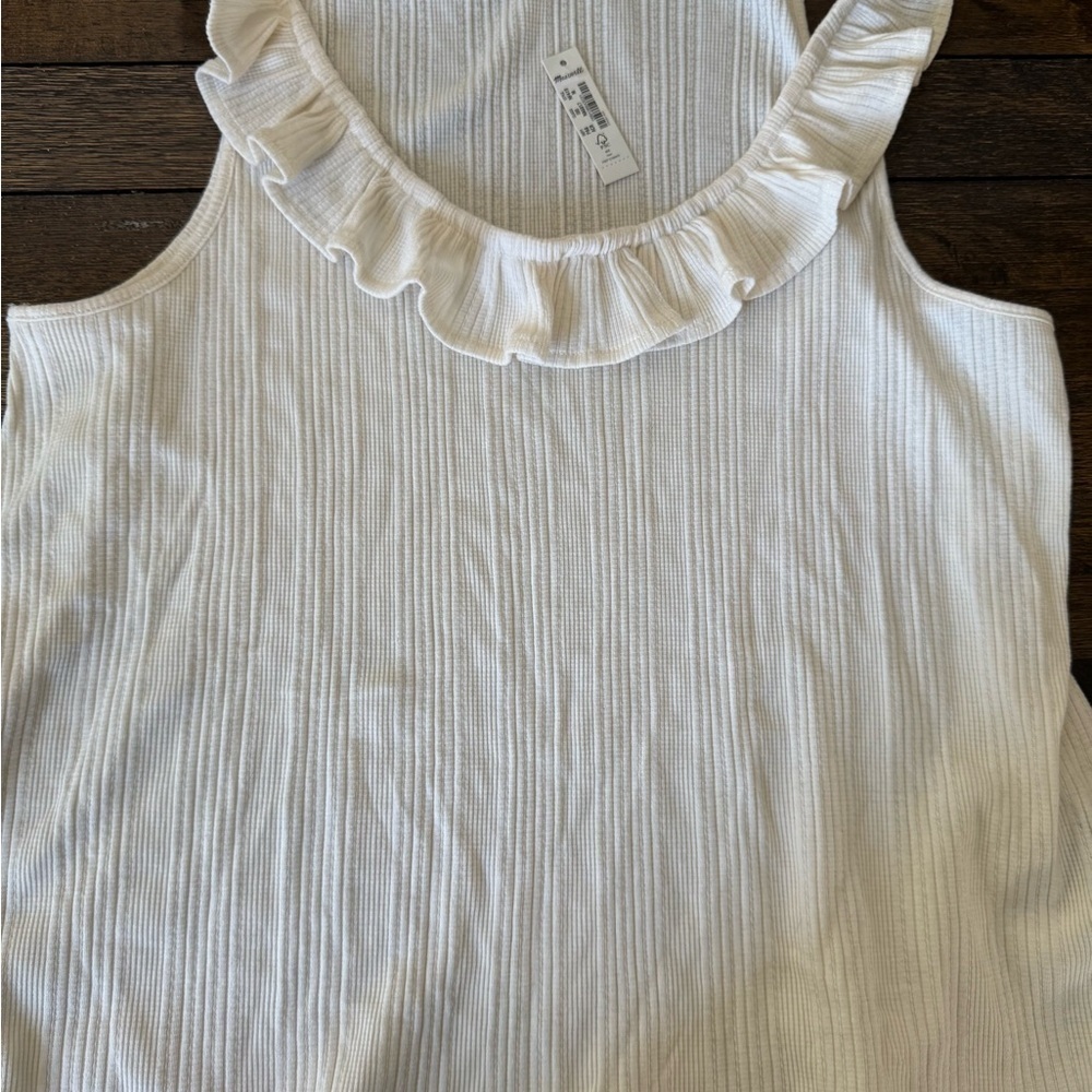 NWT Madewell ribbed tank with ruffle collar size medium - Picture 4 of 5